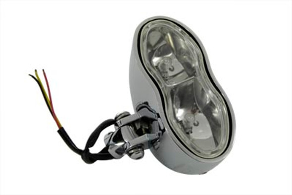 V-Twin - 33-0784 - 5-3/4 inch Headlamp Assembly Bi-Focal Style with Clear Lens