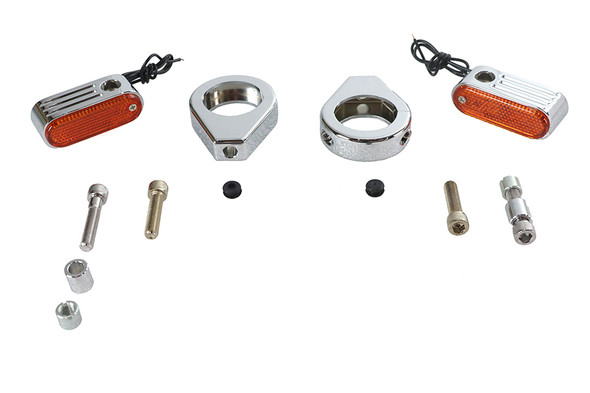 V-Twin - 33-0913 - Turn Signal Kit Front with 39mm Fork Clamps