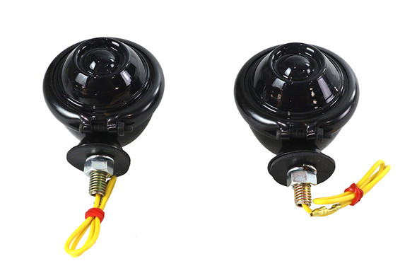 V-Twin - 33-1127 - Black Turn Signal Set Bullet with Smoked Lens