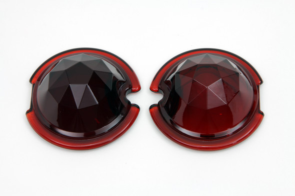 V-Twin - 33-1128 - Tail Lamp Glass Lens Set Faceted Red