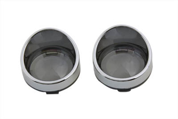 V-Twin - 33-1273 - Chrome Turn Signal Bezel Smoke Lens