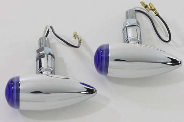 V-Twin - 33-1328 - Mini LED Bullet Blue Lens Marker Lamp Set
