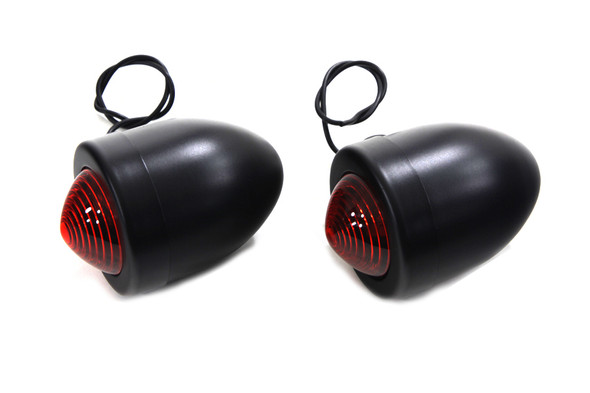 V-Twin - 33-1414 - Black Bullet Marker Lamp Red Single Filament