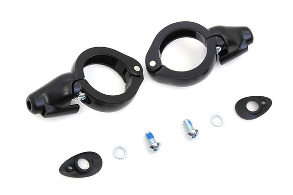 V-Twin - 33-1501 - Black Turn Signal Relocation Kit 49mm Forks