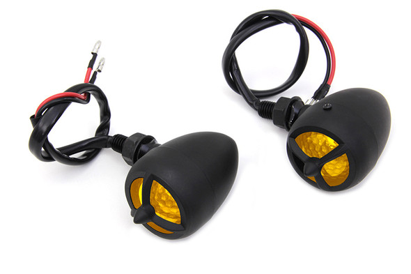 V-Twin - 33-1532 - Black Torpedo Bullet Style Marker Lamp Set