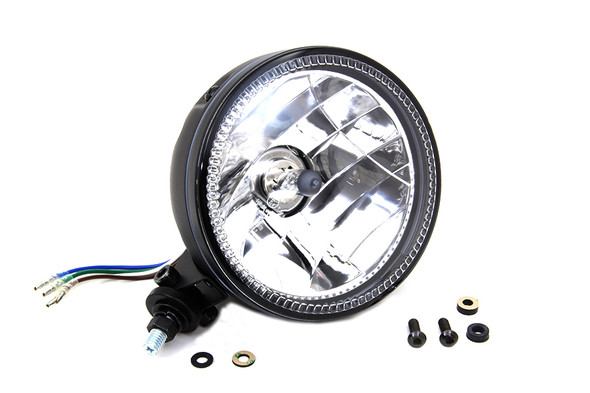 V-Twin - 33-1614 - 5-3/4 inch H4 Headlamp Unit Black