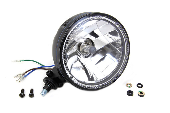 V-Twin - 33-1615 - 5-3/4 inch H4 Headlamp Unit Black