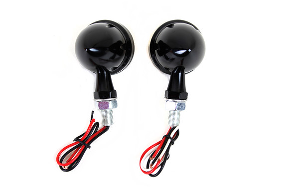 V-Twin - 33-1653 - LED Bullet Turn Signal Set Black with Red Lens
