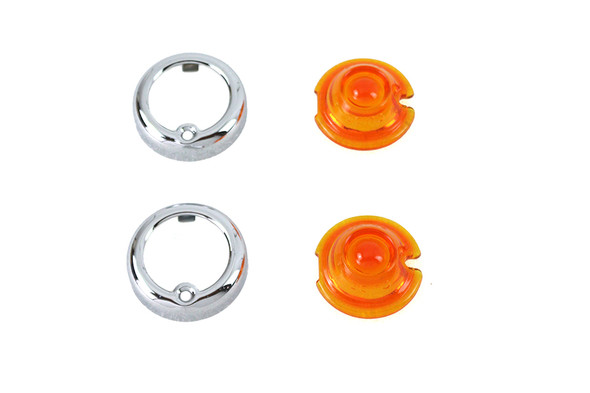 V-Twin - 33-1727 - Replica Guide Bullet Marker Lamp Set Amber - Fits 1941-1984 Harley-Davidson FL, 1948-1984 FLH