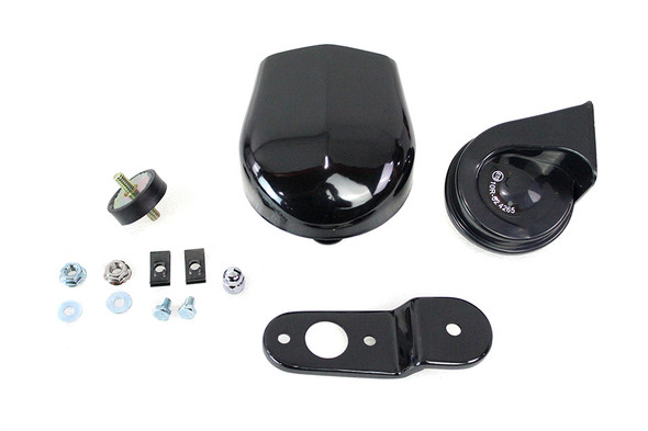 V-Twin - 33-1729 - Softail Horn Kit with Black Cover - Fits 1984-1999 Harley-Davidson FXST, FLST