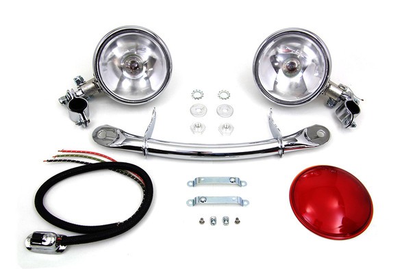 V-Twin - 33-1733 - Chrome Spring Fork Spotlamp Kit - Fits 1936-1957 Harley-Davidson G, 1937-1952 W, 1936-1948 EL, 1941-1948 FL
