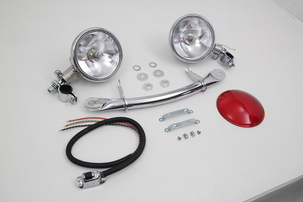 V-Twin - 33-1733 - Chrome Spring Fork Spotlamp Kit - Fits 1936-1957 Harley-Davidson G, 1937-1952 W, 1936-1948 EL, 1941-1948 FL