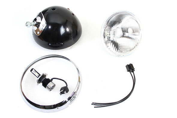 V-Twin - 33-1769 - 7 inch 12 Volt LED Headlamp Black - Fits 1949-1959 Harley-Davidson FL (application)