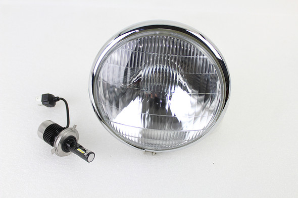 V-Twin - 33-1787 - 6-1/2 inch Spring Fork H-4/LED Headlamp Unit Chrome - Fits 1937-1957 Harley-Davidson G, 1936-1948 EL, 1941-1948 FL, 1936-1952 W