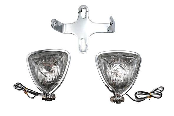 V-Twin - 33-1796 - Dual Triangle Headlamp Kit Chrome