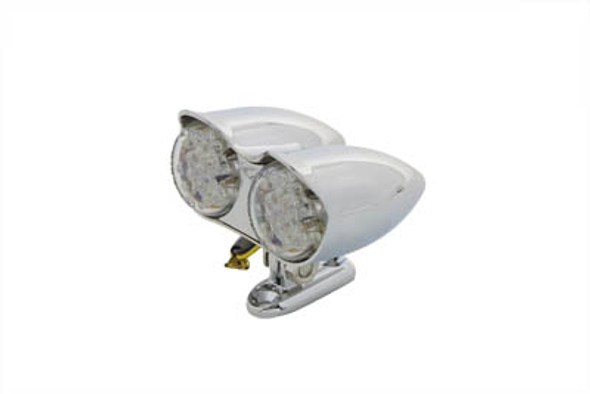 V-Twin - 33-1911 - Chrome Oval Tail Lamp Assembly Red LED