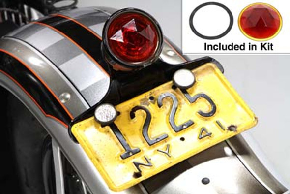 V-Twin - 33-1942 - Faceted Round Tail Lamp Lens Red