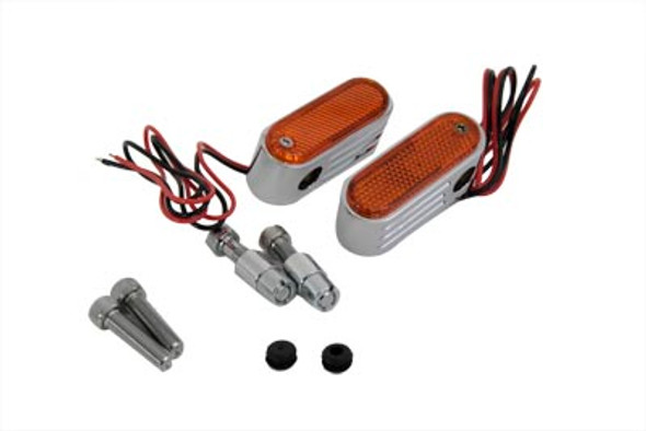 V-Twin - 33-2091 - Chrome Marker Lamp Set with Amber Lens
