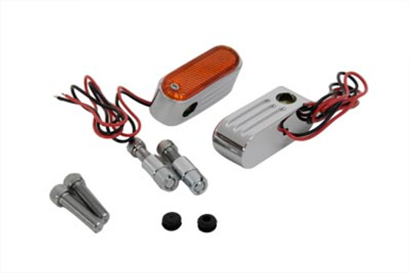 V-Twin - 33-2091 - Chrome Marker Lamp Set with Amber Lens