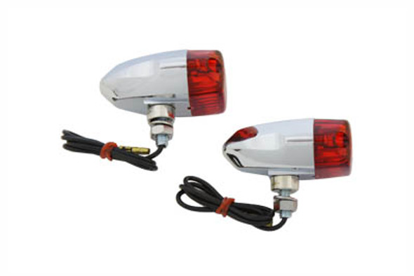 V-Twin - 33-2132 - Chrome Snake Eye Marker Lamp Set Red