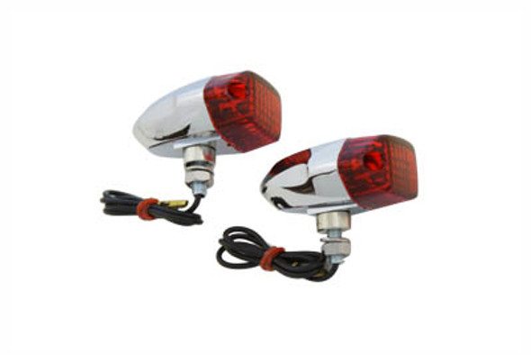V-Twin - 33-2132 - Chrome Snake Eye Marker Lamp Set Red