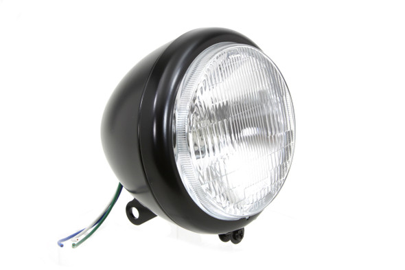 V-Twin - 33-2248 - Black 5-3/4 inch Round Headlamp Assembly Teardrop Style