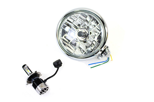 V-Twin - 33-2280 - 5-3/4 inch Bates Style 12 Volt LED Headlamp Chrome