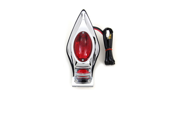 V-Twin - 33-3036 - Chrome Teardrop Bulb Tail Lamp Assembly with Red Lens