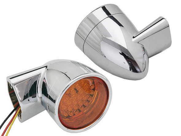 V-Twin - 33-5002 - Chrome Revox Bullet LED Front Turn Signal Set