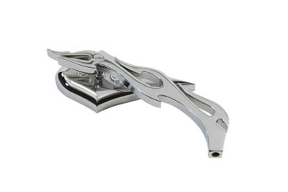 V-Twin - 34-0140 - Chrome Spike Oval Mirror with Billet Flame Stem