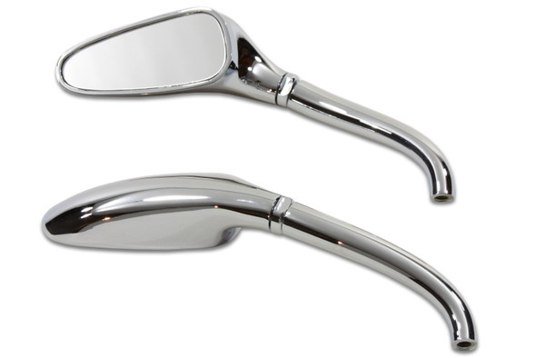 V-Twin - 34-0350 - 3D Style Mirror Set with Round Stems Chrome