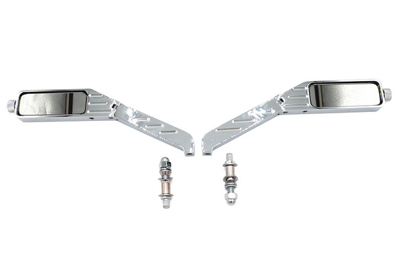 V-Twin - 34-0389 - Rectangle Ball Milled Mirror Set with Billet Stems