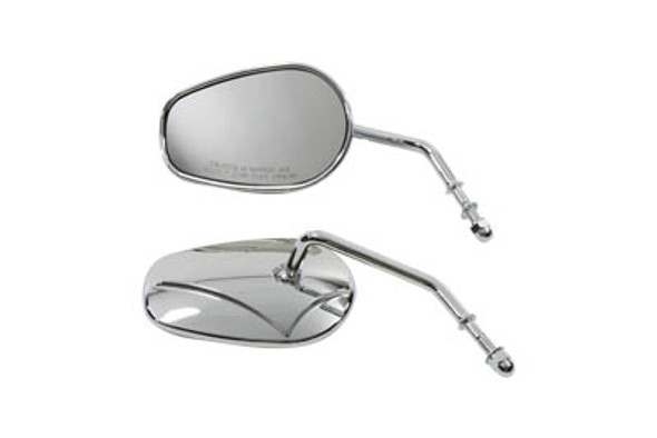 V-Twin - 34-0391 - Rectangle Mirror Set with Round Stems
