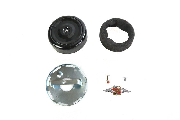 V-Twin - 34-0406 - Wyatt Gatling 7 inch Round Air Cleaner With Black Cover
