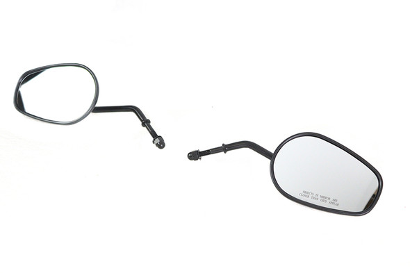 V-Twin - 34-0435 - Wyatt Gatling Rectangle Mirror Set with Round Stems Black