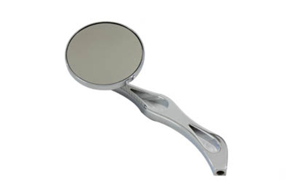 V-Twin - 34-0448 - 3 inch Billet Round Mirror with Billet Flame Stem