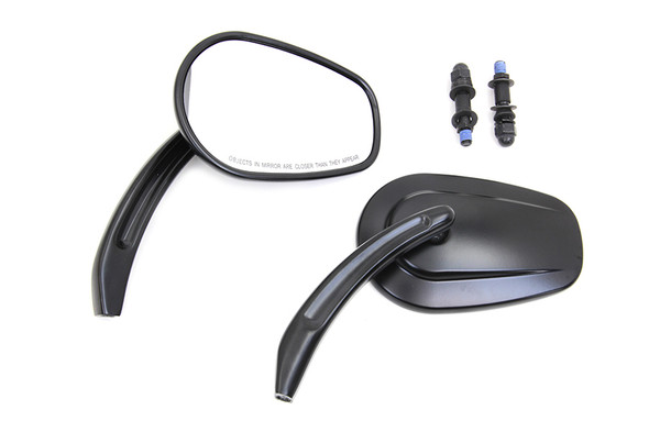 V-Twin - 34-0459 - Rectangle Taper Mirror Set with Billet Stems Black
