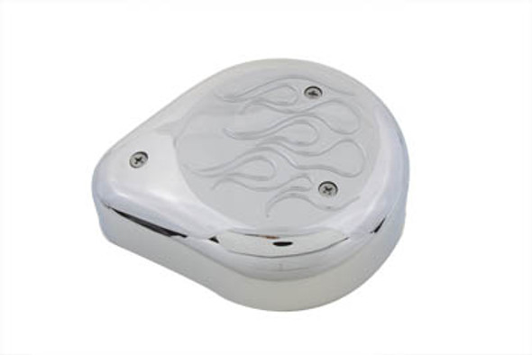 V-Twin - 34-0511 - Teardrop Air Cleaner with Flames Chrome