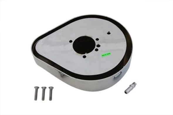 V-Twin - 34-0527 - Chrome Flame Teardrop Air Cleaner