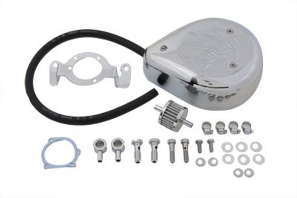 V-Twin - 34-0651 - Teardrop Air Cleaner Kit Chrome Flame