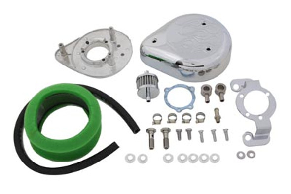 V-Twin - 34-0652 - Teardrop Air Cleaner Kit Chrome Flame