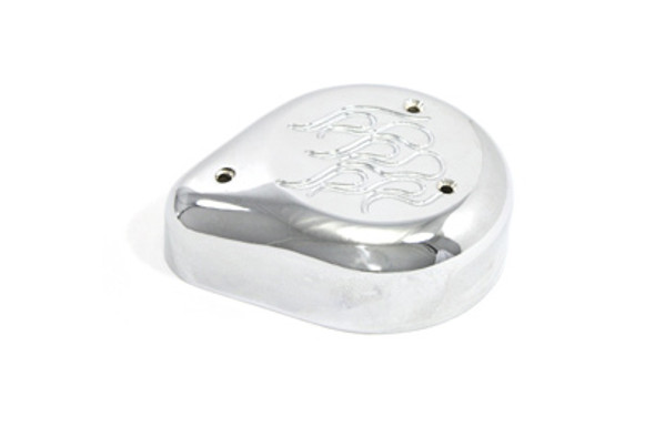 V-Twin - 34-0710 - Air Cleaner Cover Flame Design Chrome