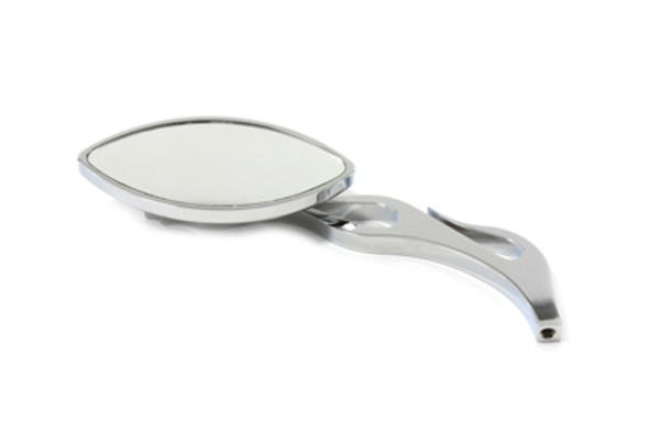 V-Twin - 34-0720 - Druid Mirror Oval Style with Flame Billet Stem