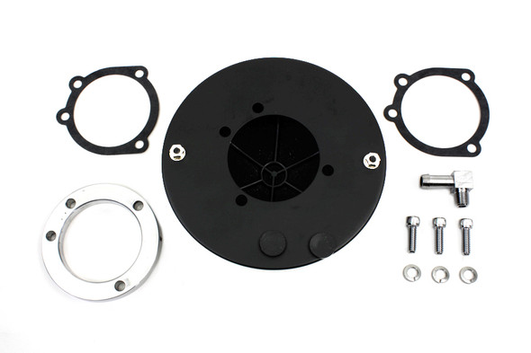 V-Twin - 34-0742 - Wyatt Gatling Round Mesh Air Cleaner Black