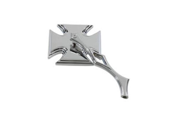V-Twin - 34-0752 - Chrome Maltese Mirror with Diamond Billet Stem