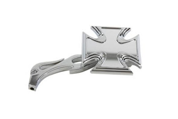 V-Twin - 34-0753 - Chrome Maltese Mirror with Billet Flame Stem