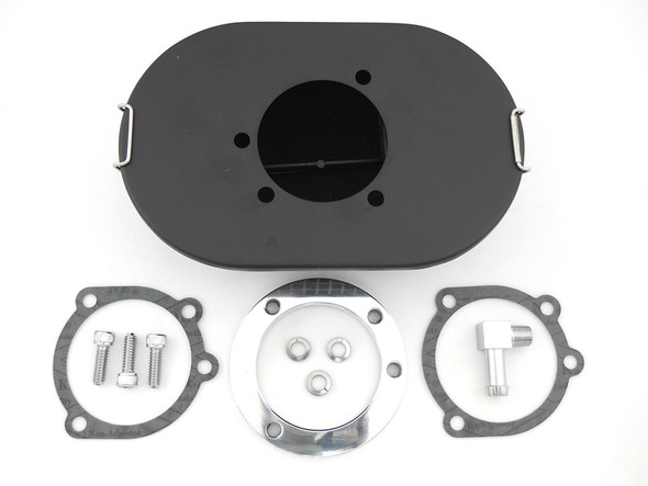 V-Twin - 34-0764 - Wyatt Gatling Black Oval Mesh Air Cleaner