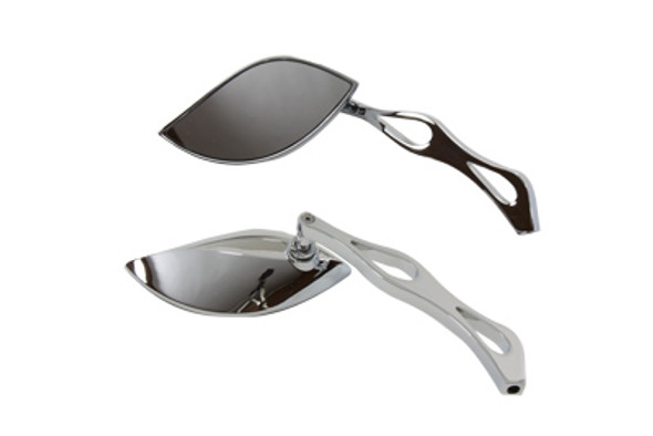 V-Twin - 34-0777 - Baroque Mirror Set with Billet Teardrop Stems