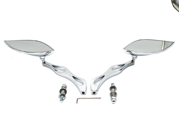 V-Twin - 34-0777 - Baroque Mirror Set with Billet Teardrop Stems
