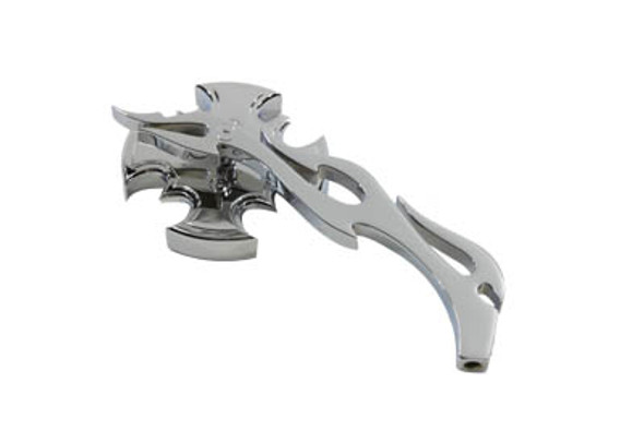 V-Twin - 34-0788 - Rotar Mirror Chrome with Billet Flame Stem